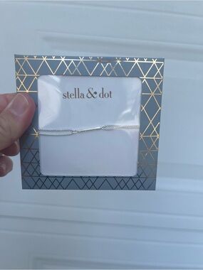 Stella & Dot Silver Double Chain Bracelet with Gold-Accented Box